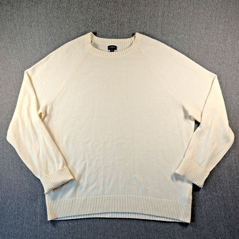 J. Crew Womens Ivory Crew Neck Chunky Wool Knit Sweater XXL Preppy Fisherman EUC - Picture 2 of 9